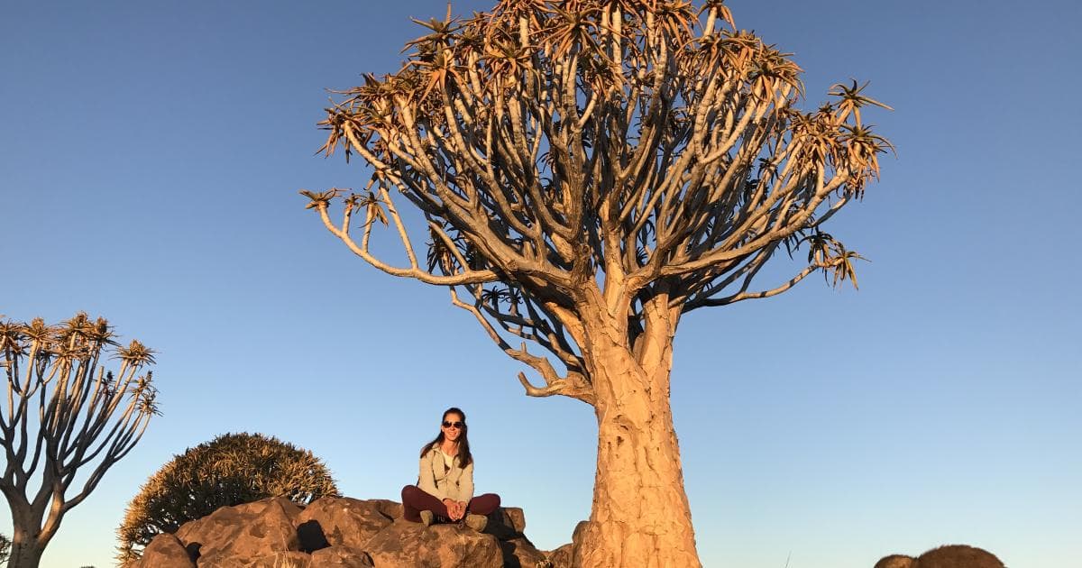 Aquí estoy disfrutando del atardecer en el Quivertree Forest